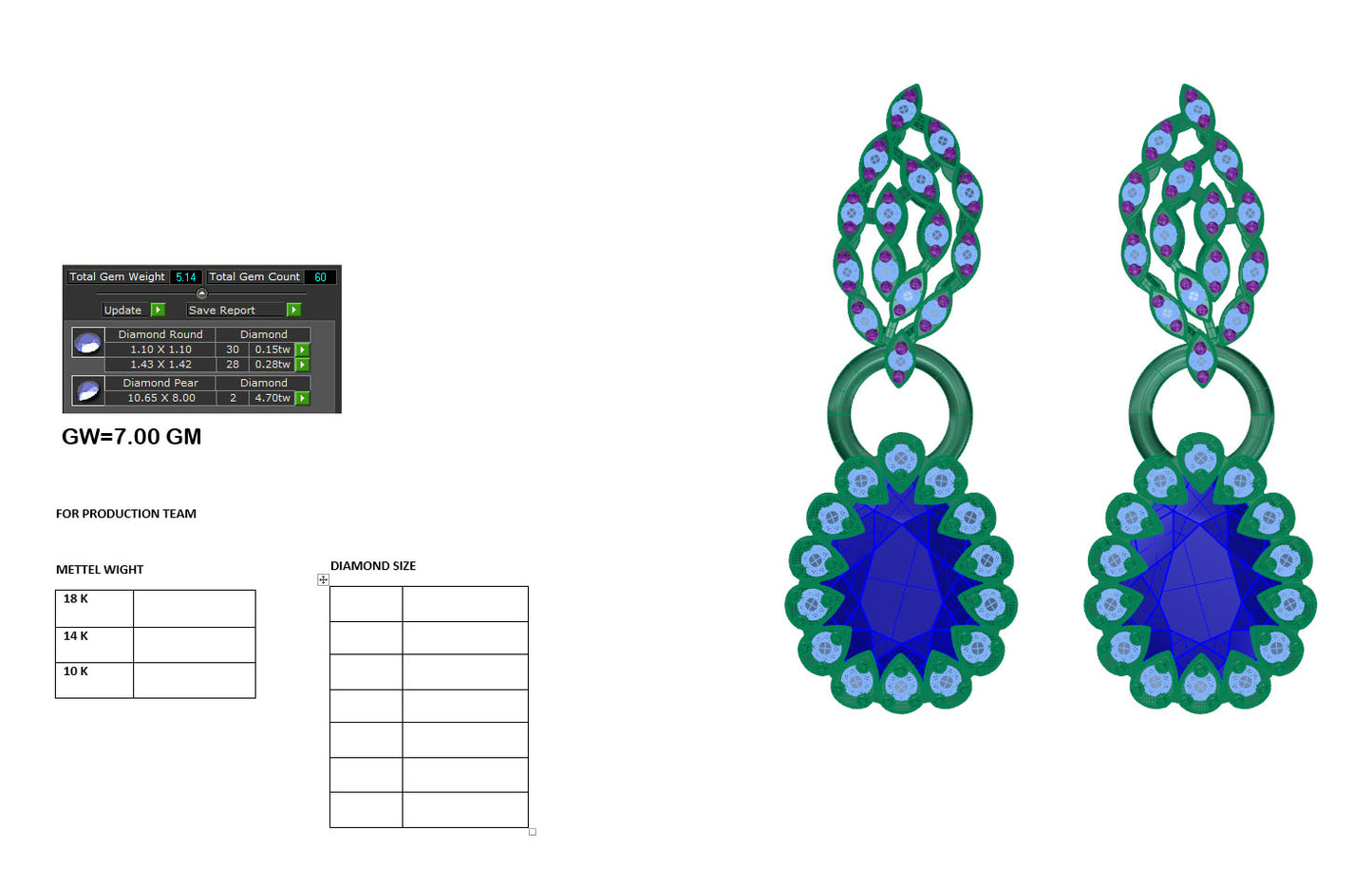 3D Jewelry Files Earring Model 3DM STL PER-034 DIA