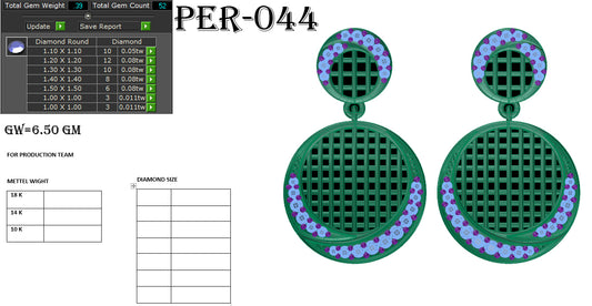 3D Jewelry Files Earring Model 3DM STL PER-044 DIA