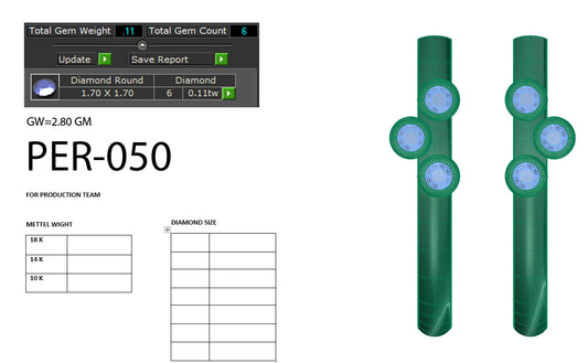 3D Jewelry Files Earring Model 3DM STL PER-050 DIA