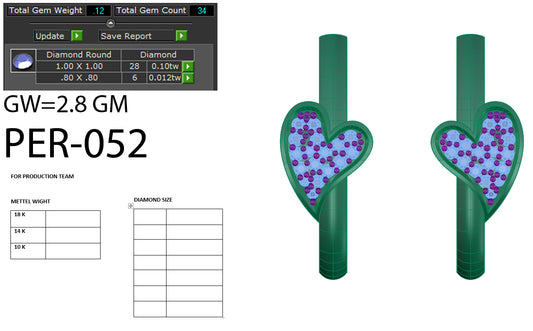 3D Jewelry Files Earring Model 3DM STL PER-052 DIA