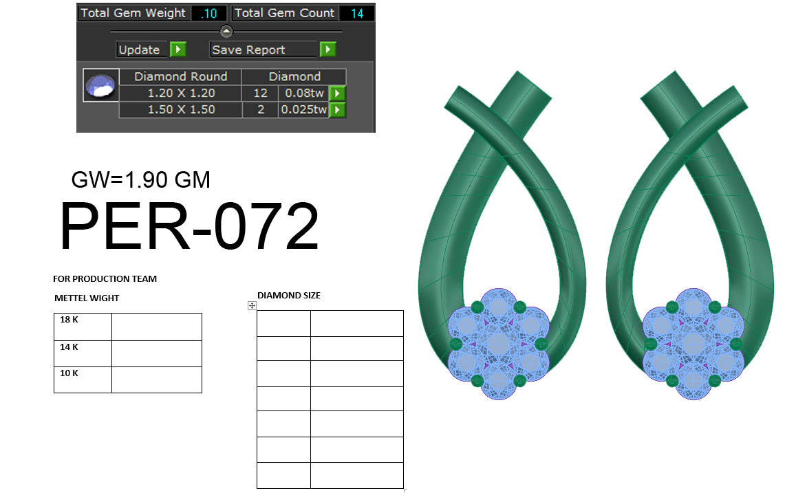 3D Jewelry Files Earring Model 3DM STL PER-072 DIA