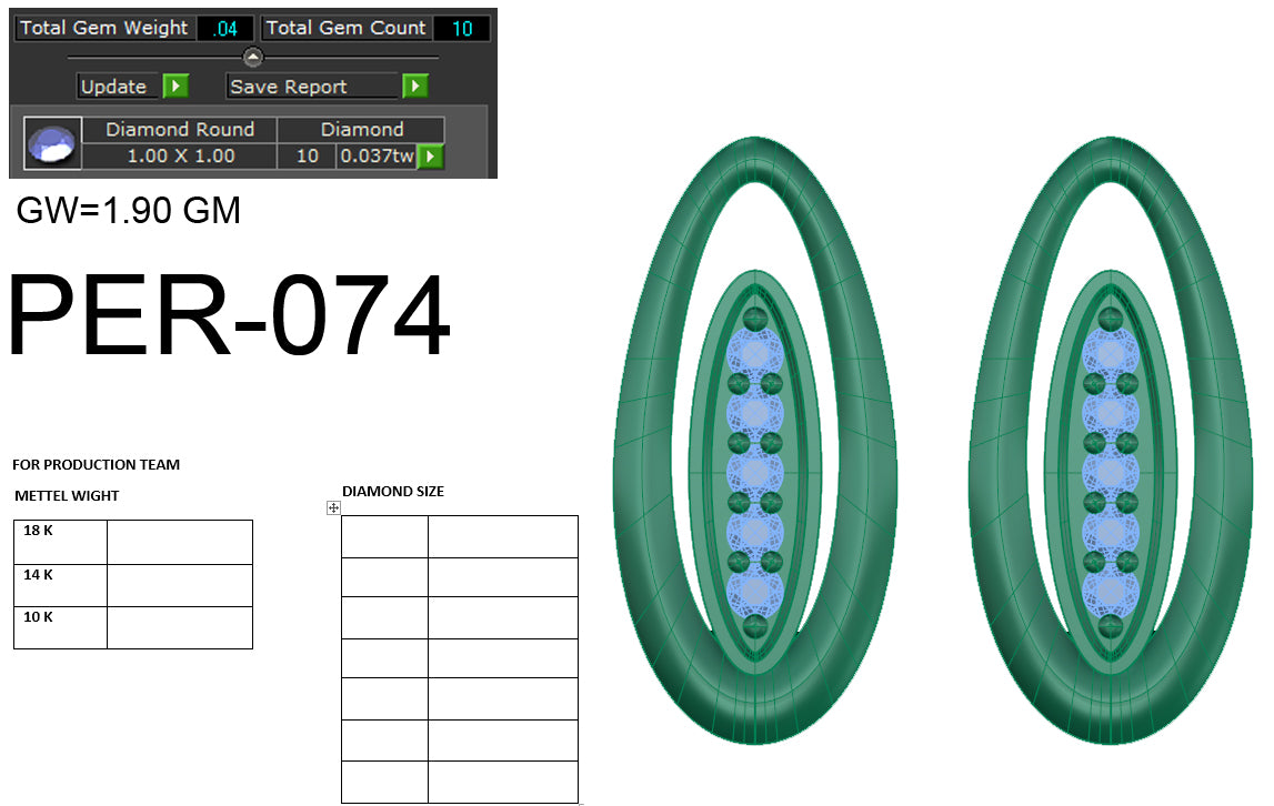 3D Jewelry Files Earring Model 3DM STL PER-074 DIA