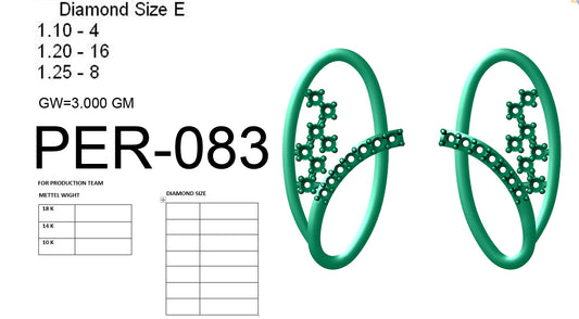3D Jewelry Files Earring Model 3DM STL PER-083 DIA