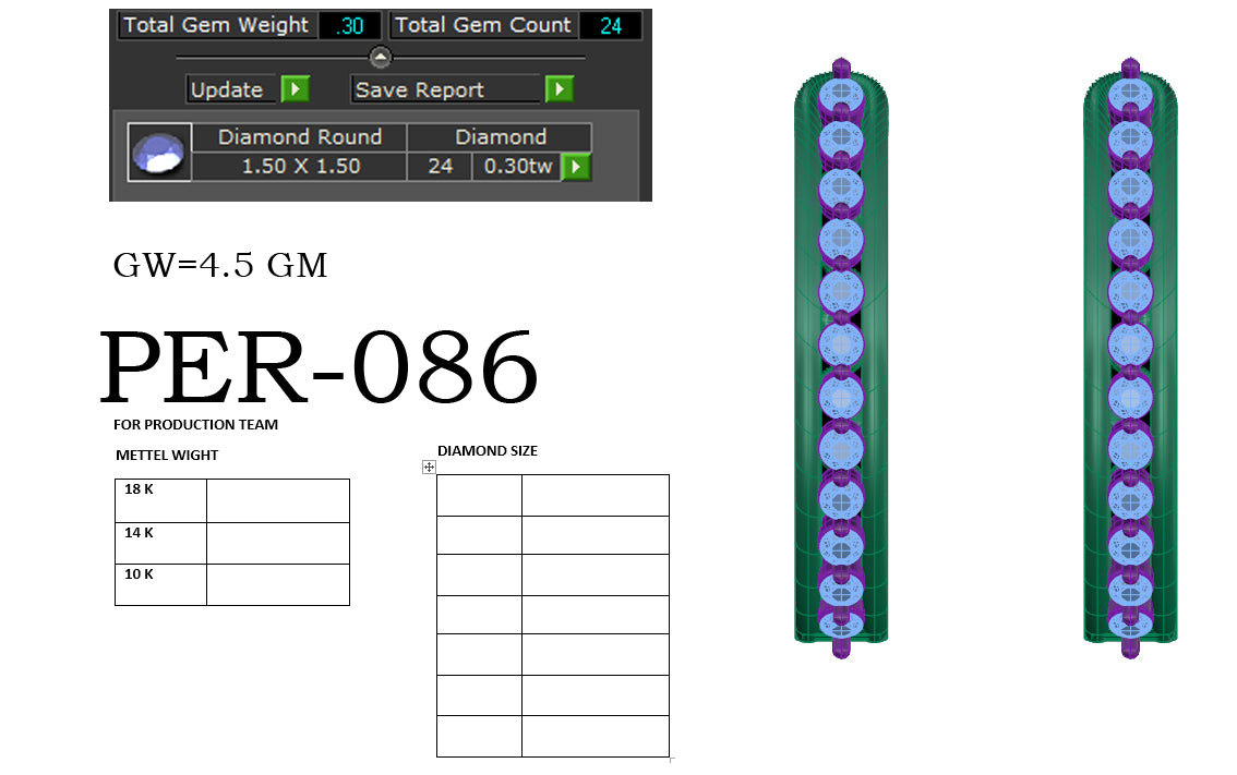 3D Jewelry Files Earring Model 3DM STL PER-086-DIA