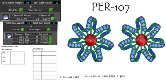 3D Jewelry Files Earring Model 3DM STL PER-107-DIA