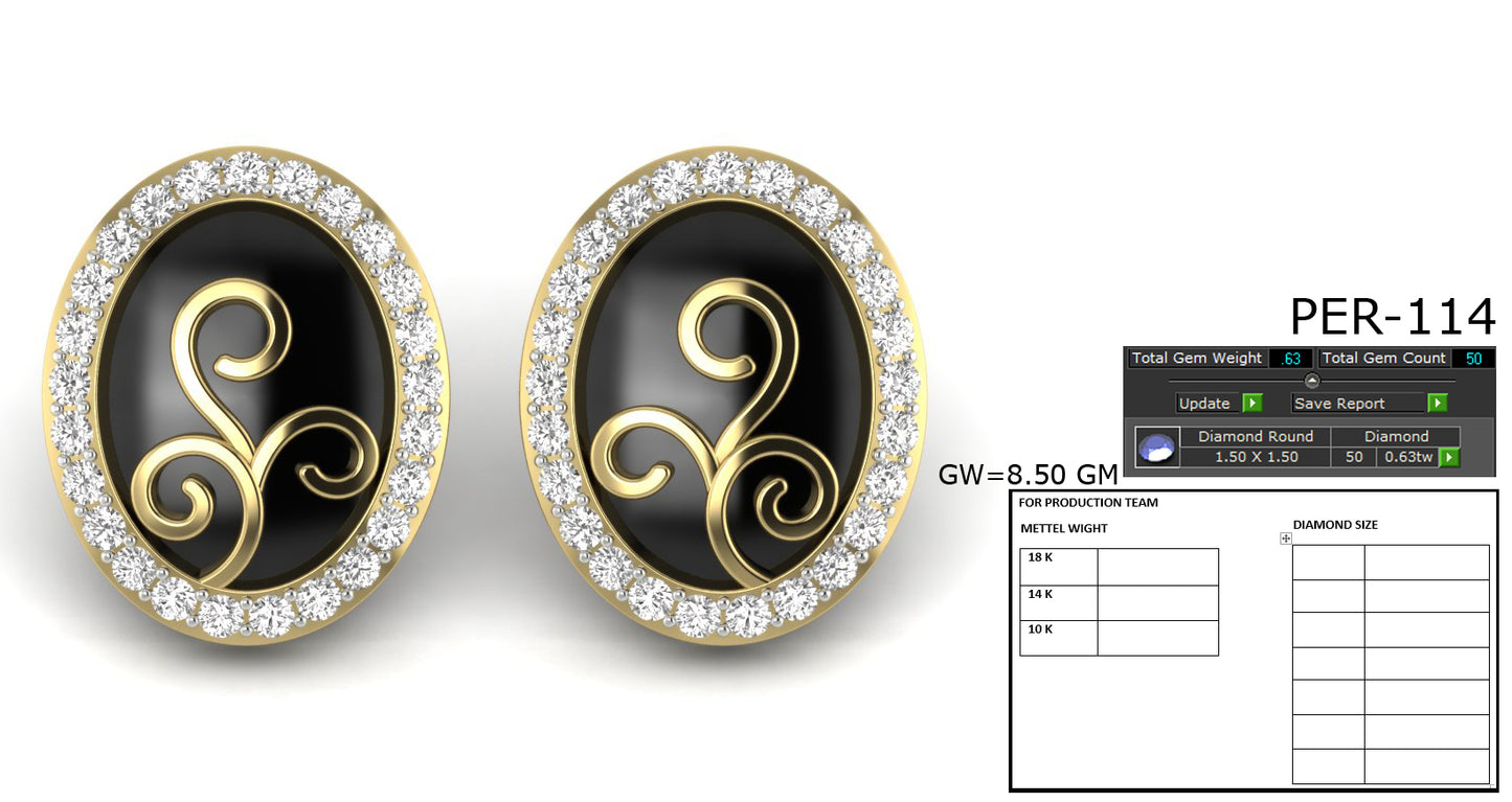 3D Jewelry Files Earring Model 3DM STL PER-114-DIA