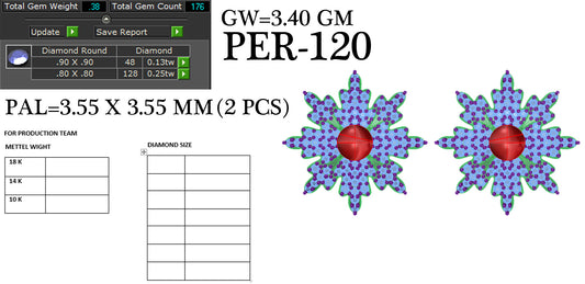 3D Jewelry Files Earring Model 3DM STL PER-120-DIA