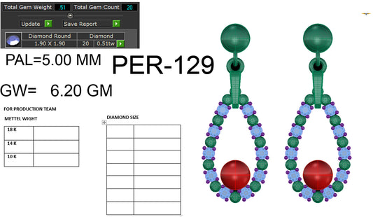 3D Jewelry Files Earring Model 3DM STL PER-129-DIA