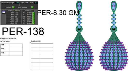 3D Jewelry Files Earring Model 3DM STL PER-138-DIA