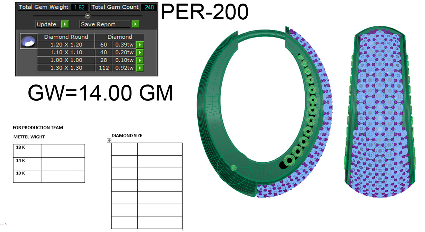 3D Jewelry Files Earring Model 3DM STL PER-200-DIA