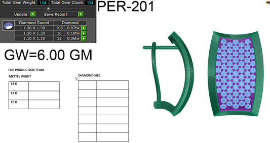 3D Jewelry Files Earring Model 3DM STL PER-201-DIA