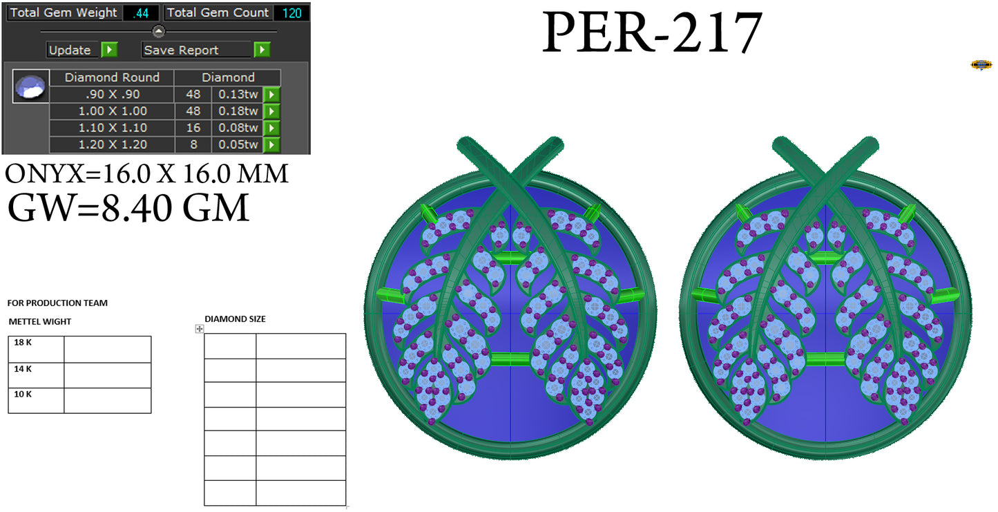 3D Jewelry Files Earring Model 3DM STL PER-217 DIA