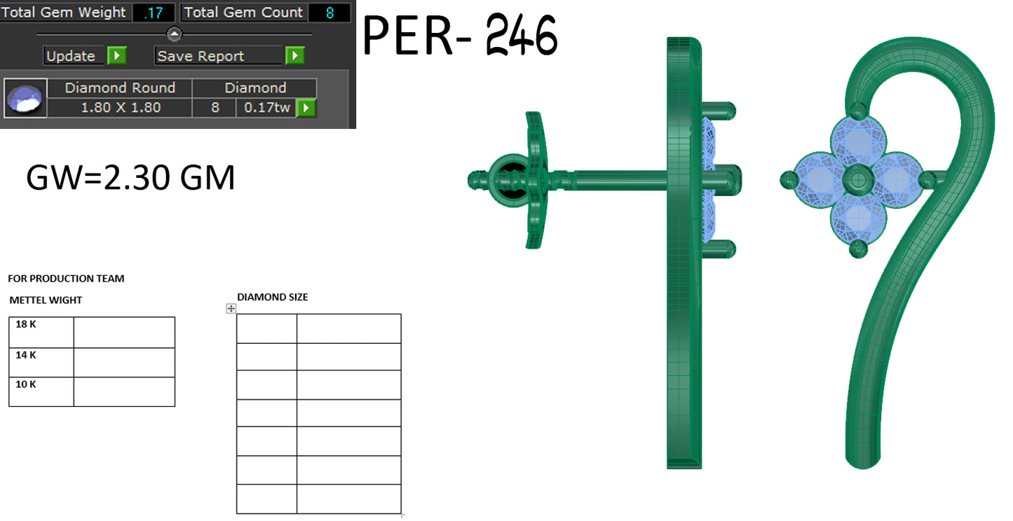 Free 3D Jewelry Files Earring Model 3DM STL PER-246-DIA