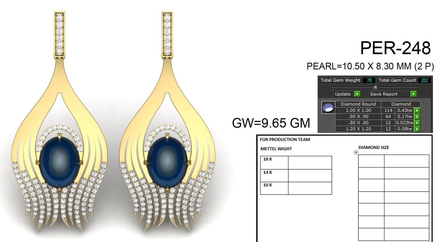 3D Jewelry Files Earring Model 3DM STL PER-248 DIA