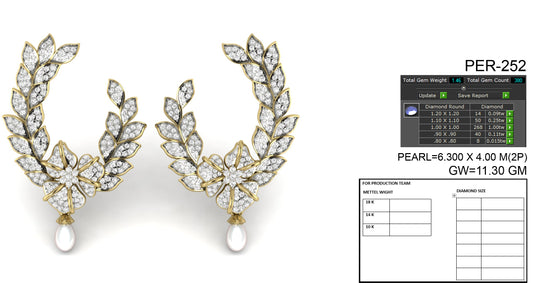 3D Jewelry Files Earring Model 3DM STL PER-252-DIA