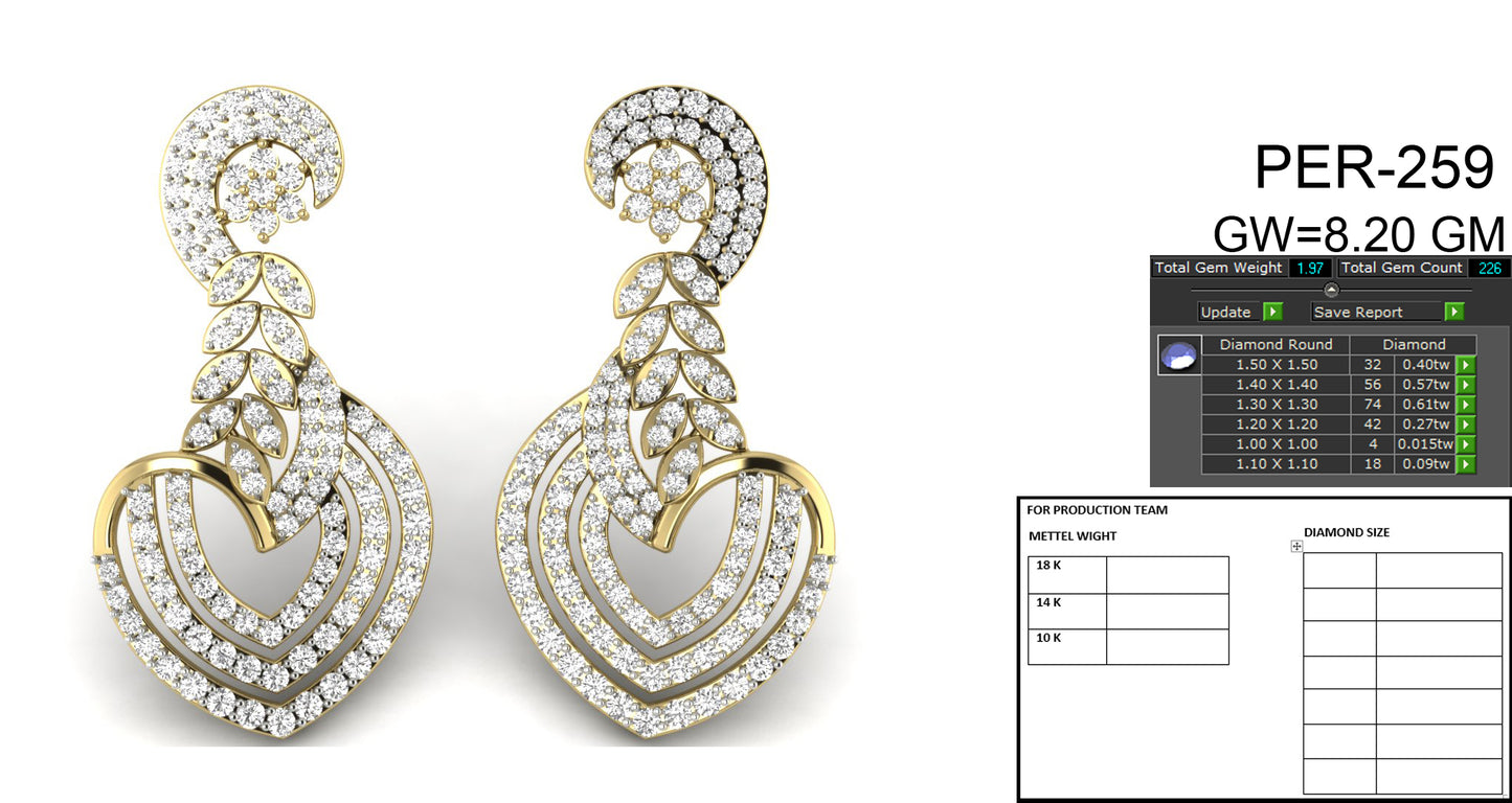 3D Jewelry Files Earring Model 3DM STL PER-259 DIA