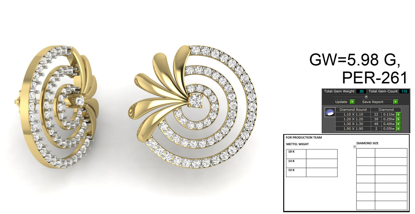 3D Jewelry Files Earring Model 3DM STL PER-261 DIA