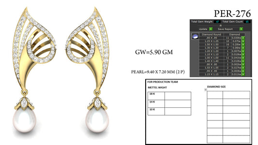 3D Jewelry Files Earring Model 3DM STL PER-276-DIA