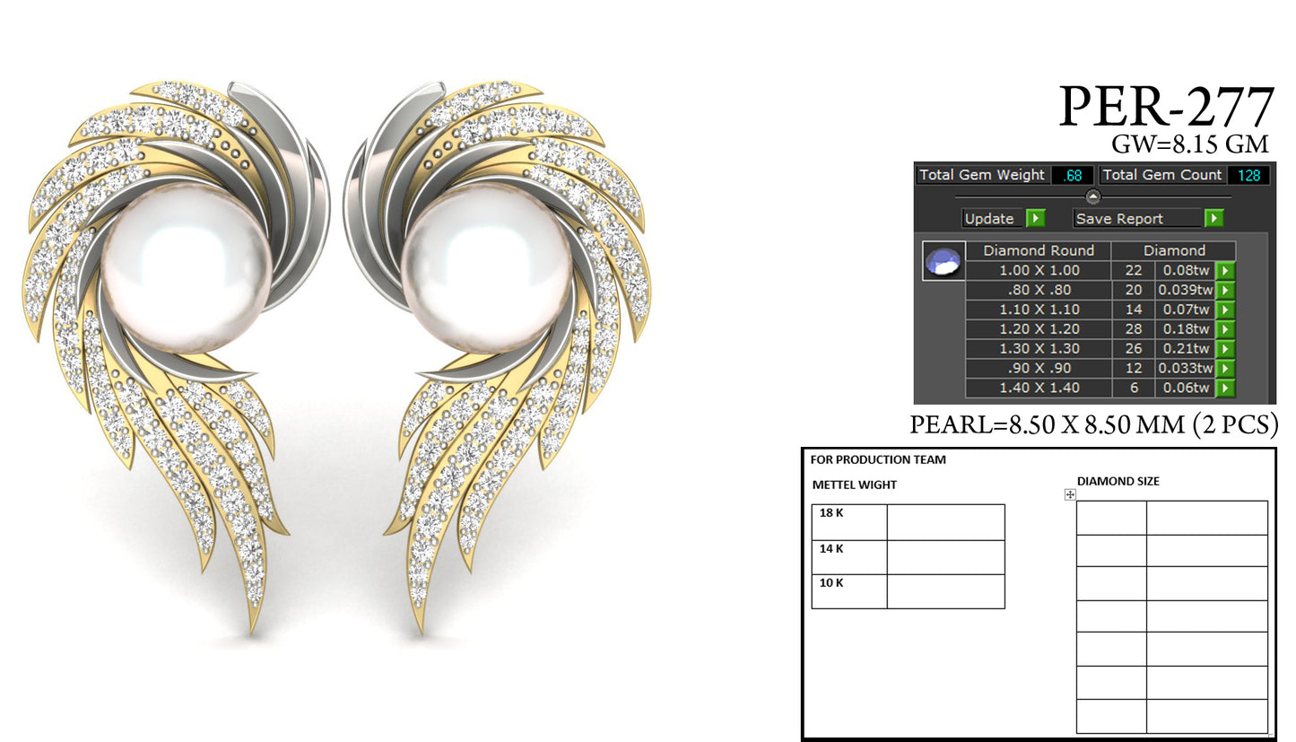 3D Jewelry Files Earring Model 3DM STL PER-277-DIA