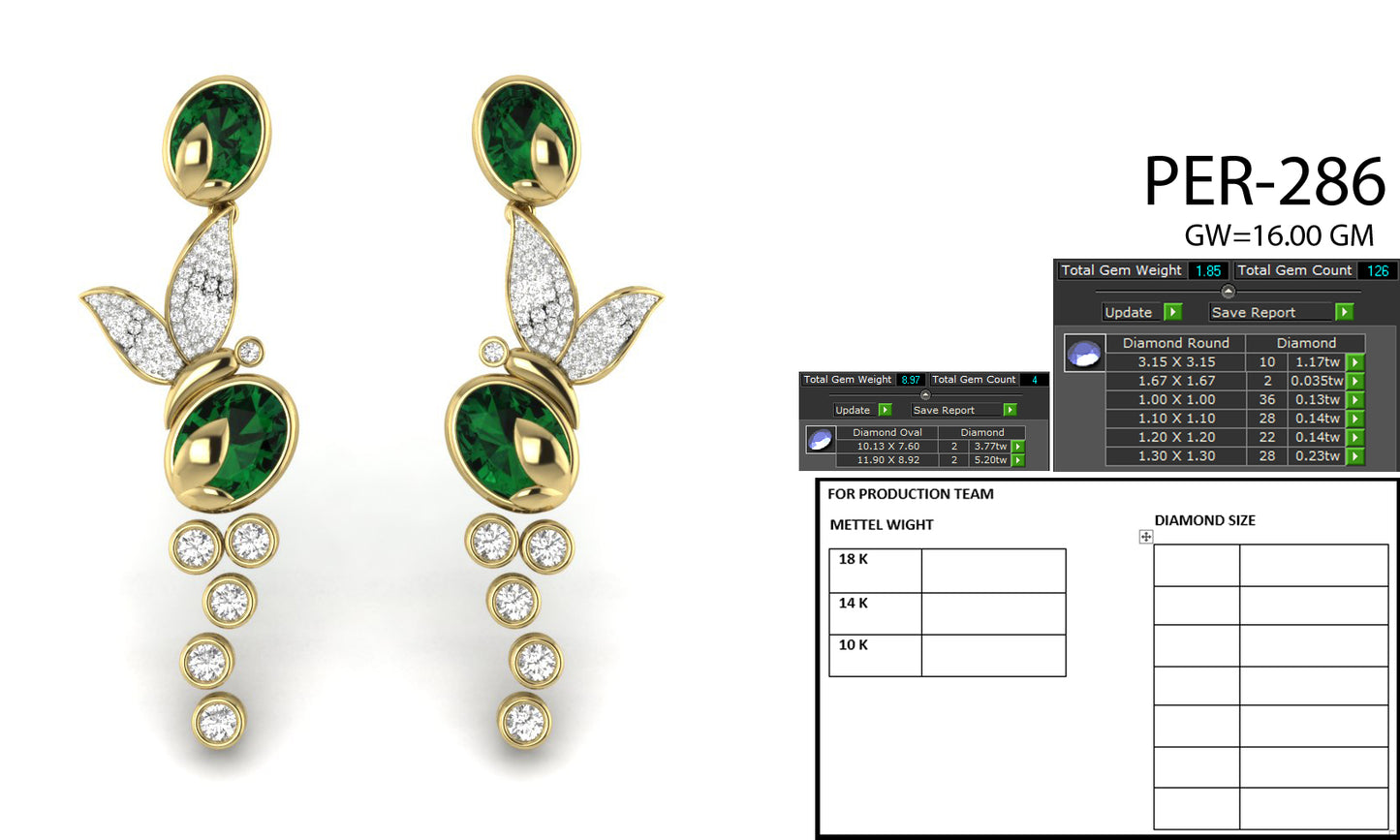 3D Jewelry Files Earring Model 3DM STL PER-286-DIA