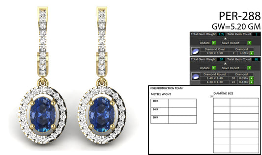 3D Jewelry Files Earring Model 3DM STL PER-288-DIA