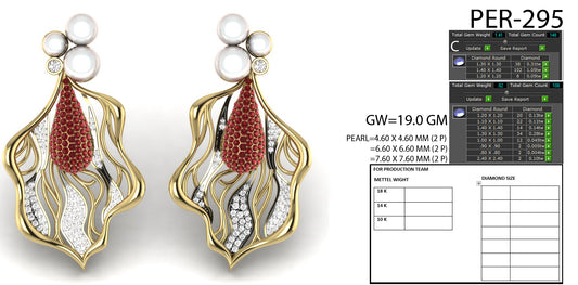 3D Jewelry Files Earring Model 3DM STL PER-295-DIA