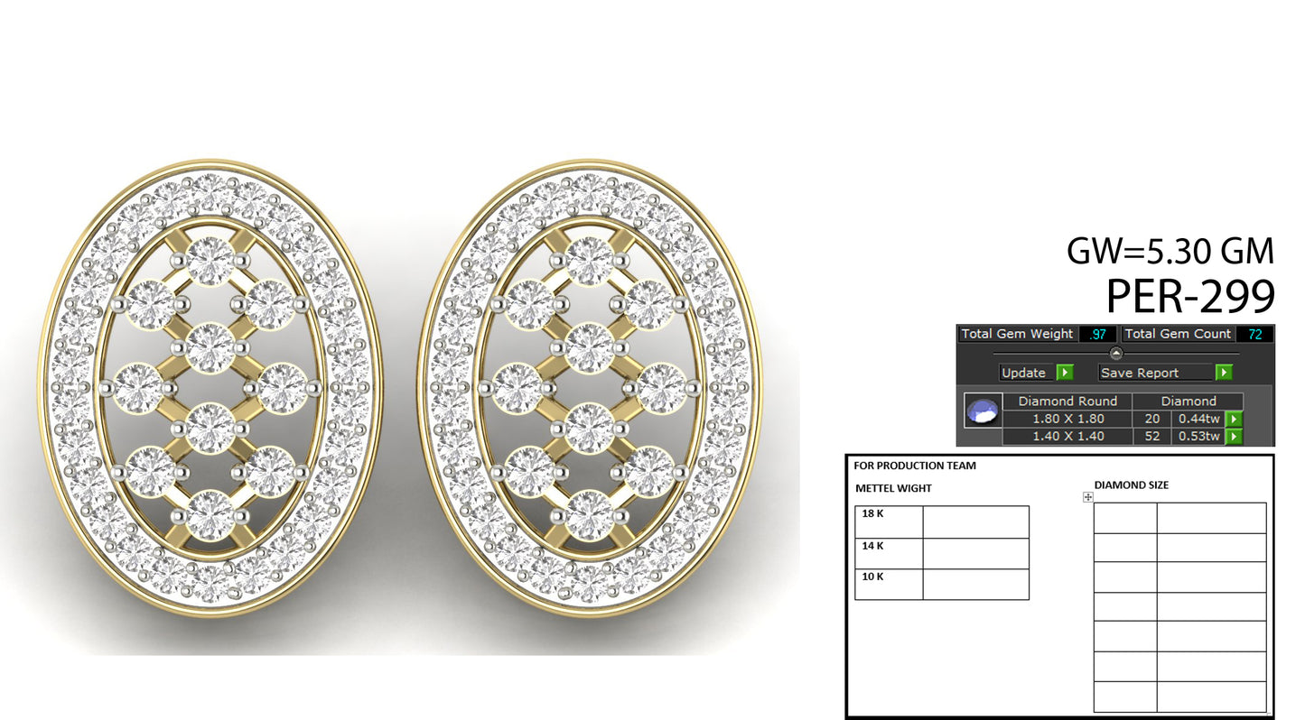 3D Jewelry Files Earring Model 3DM STL PER-299-DIA