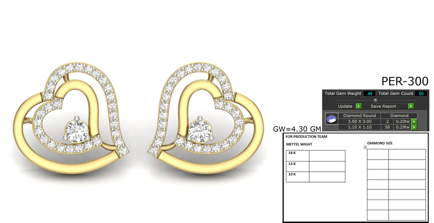 3D Jewelry Files Earring Model 3DM STL PER-300-DIA