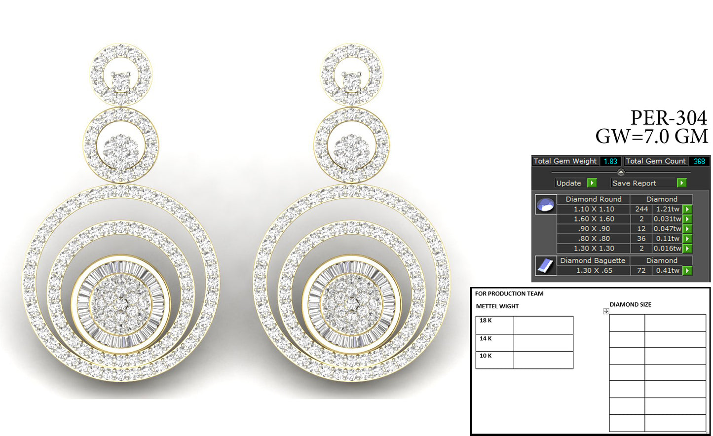 3D Jewelry Files Earring Model 3DM STL PER-304-DIA