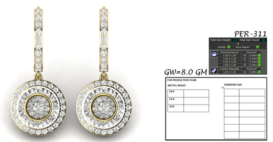 3D Jewelry Files Earring Model 3DM STL PER-311-DIA