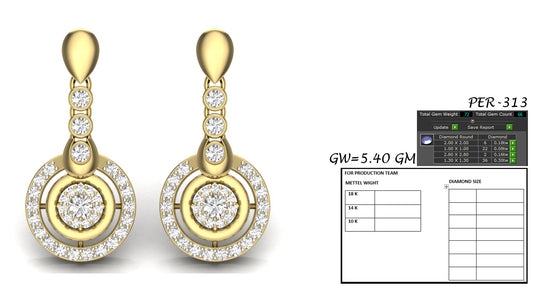 3D Jewelry Files Earring Model 3DM STL PER-313-DIA