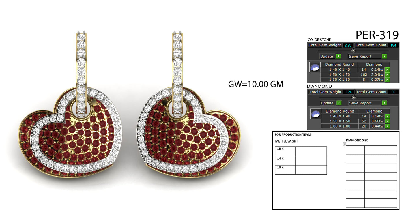 3D Jewelry Files Earring Model 3DM STL PER-319-DIA