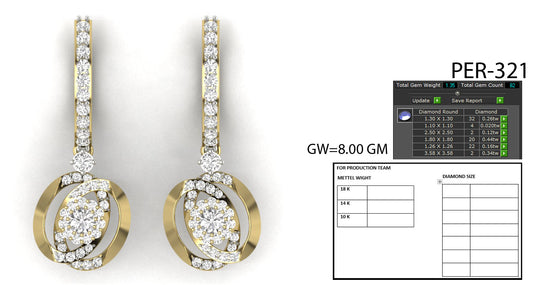 3D Jewelry Files Earring Model 3DM STL PER-321-DIA