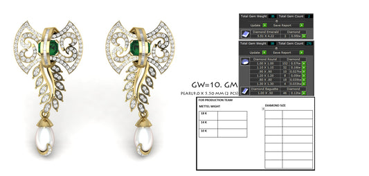 3D Jewelry Files Earring Model 3DM STL PER-322-DIA