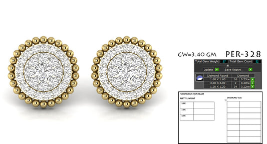 3D Jewelry Files Earring Model 3DM STL PER-328-DIA