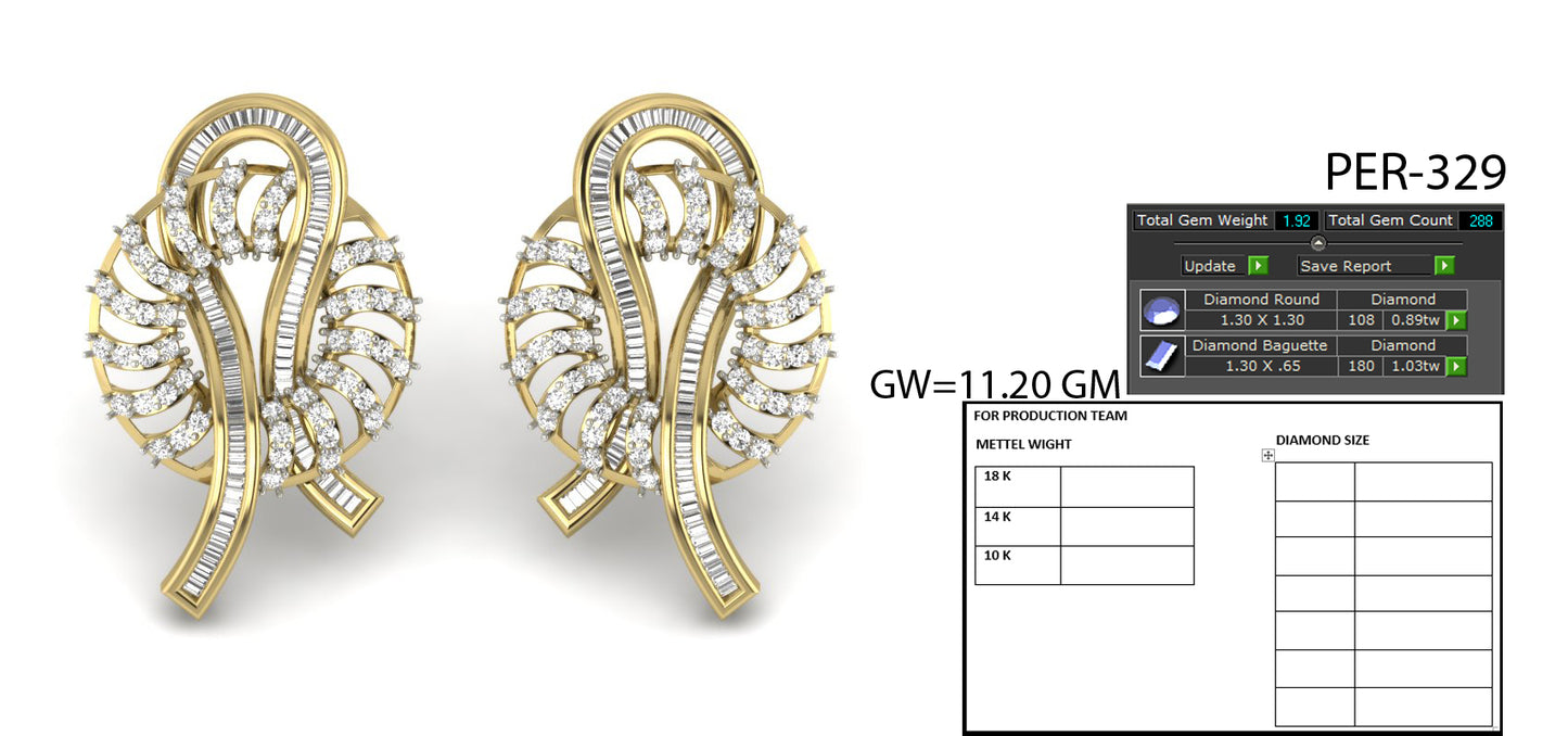 3D Jewelry Files Earring Model 3DM STL PER-329-DIA