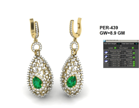 3D Jewelry Files Earring Model 3DM STL PER-349-DIA