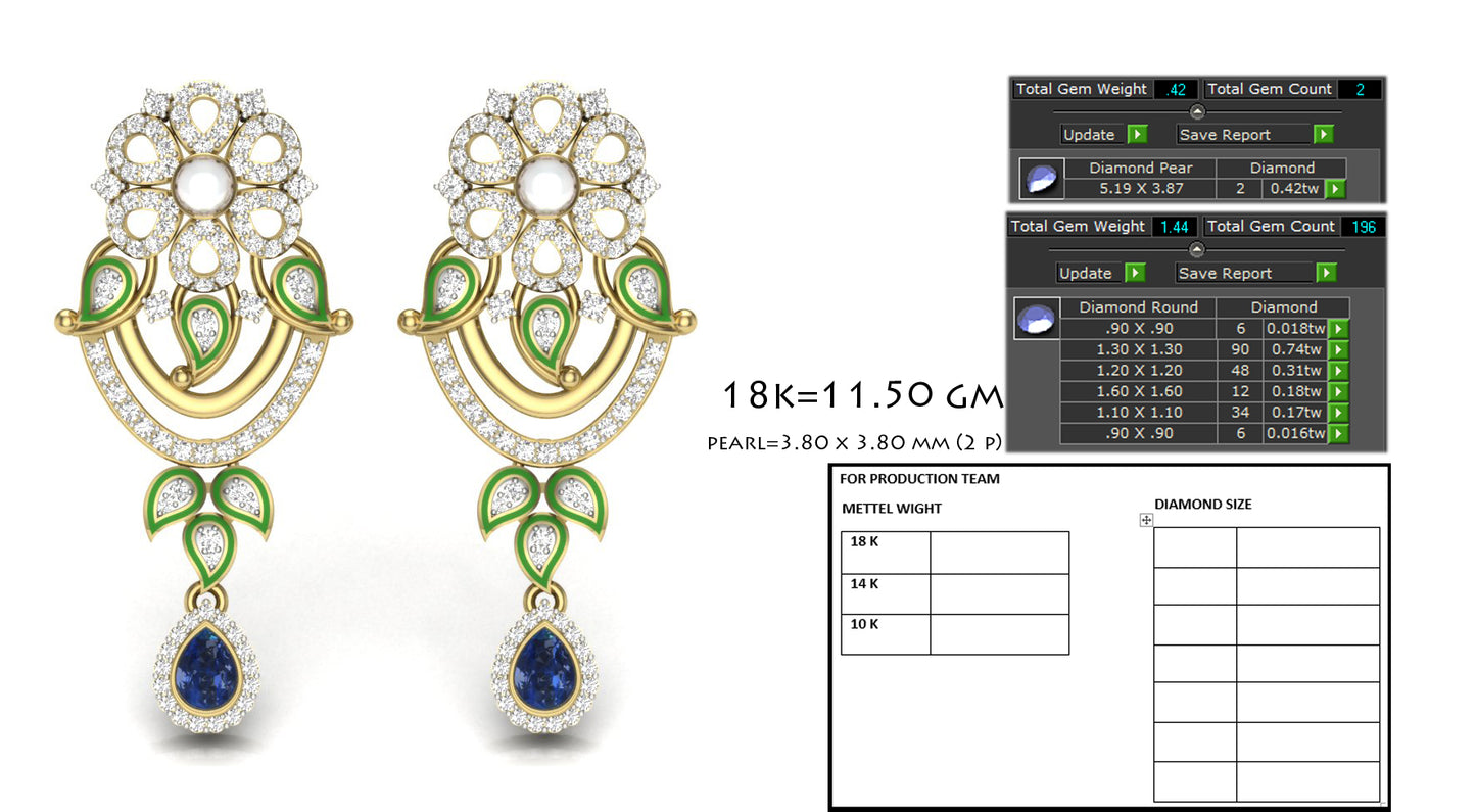 3D Jewelry Files Earring Model 3DM STL PER-523-DIA