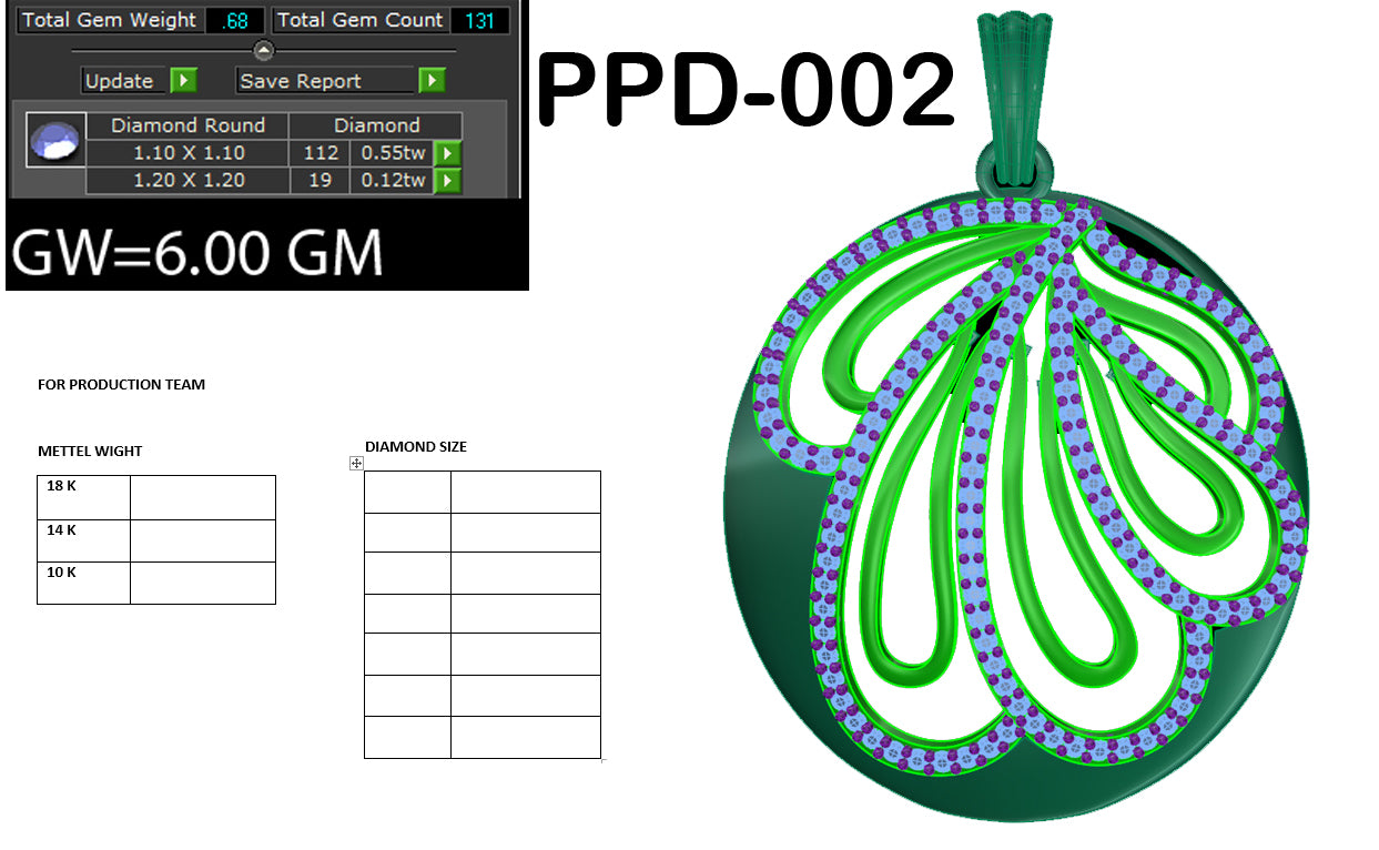 3D Jewelry Files Pendant Model 3DM PPD-0002 DIA