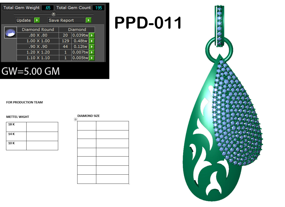 3D Jewelry Files Pendant Model 3DM PPD-011 DIA