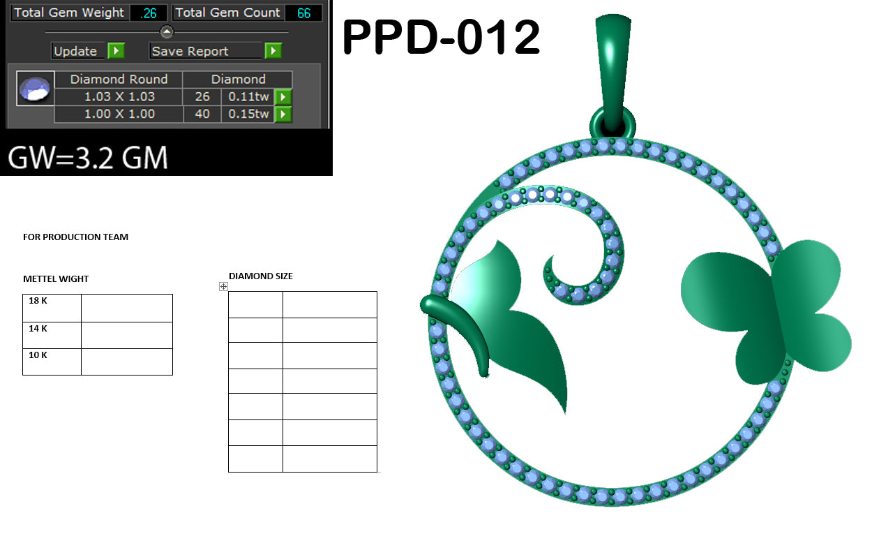 3D Jewelry Files Pendant Model 3DM PPD-012 DIA