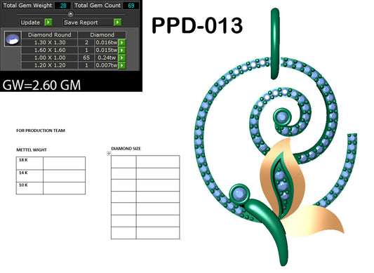 3D Jewelry Files Pendant Model 3DM PPD-013 DIA