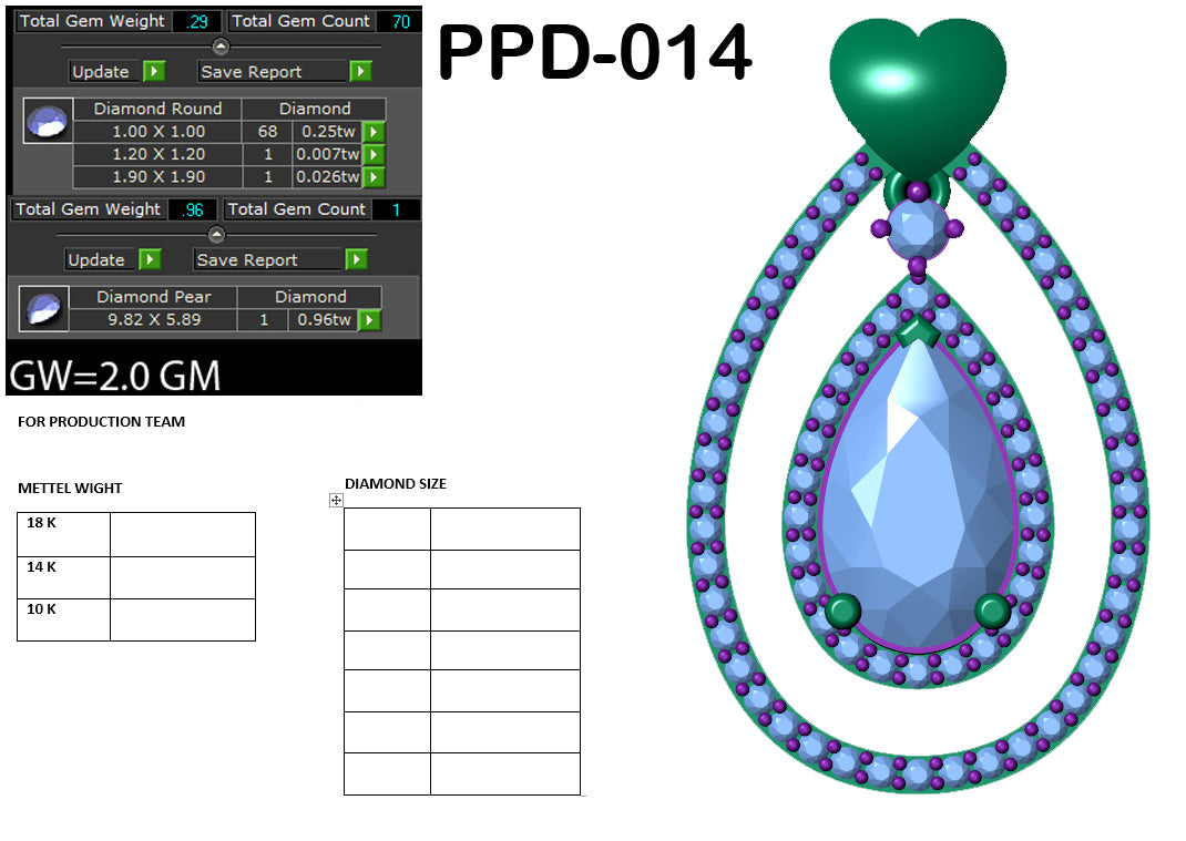 3D Jewelry Files Pendant Model 3DM PPD-014 DIA