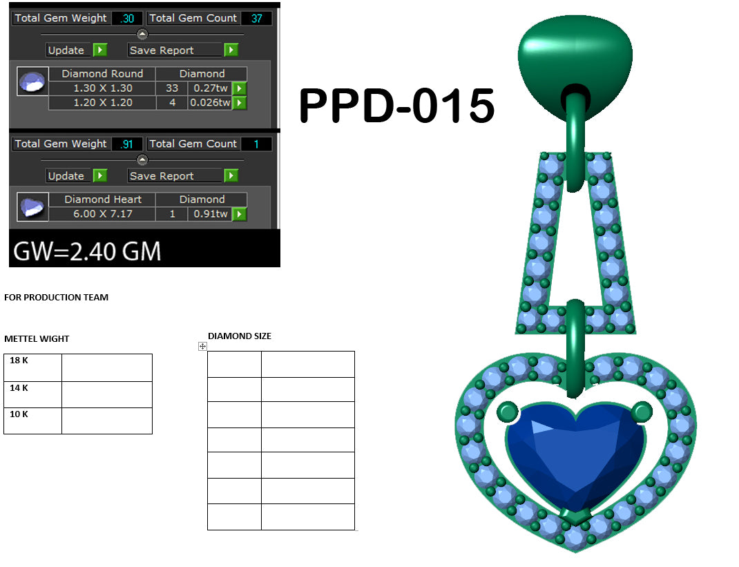 3D Jewelry Files Pendant Model 3DM PPD-015 DIA