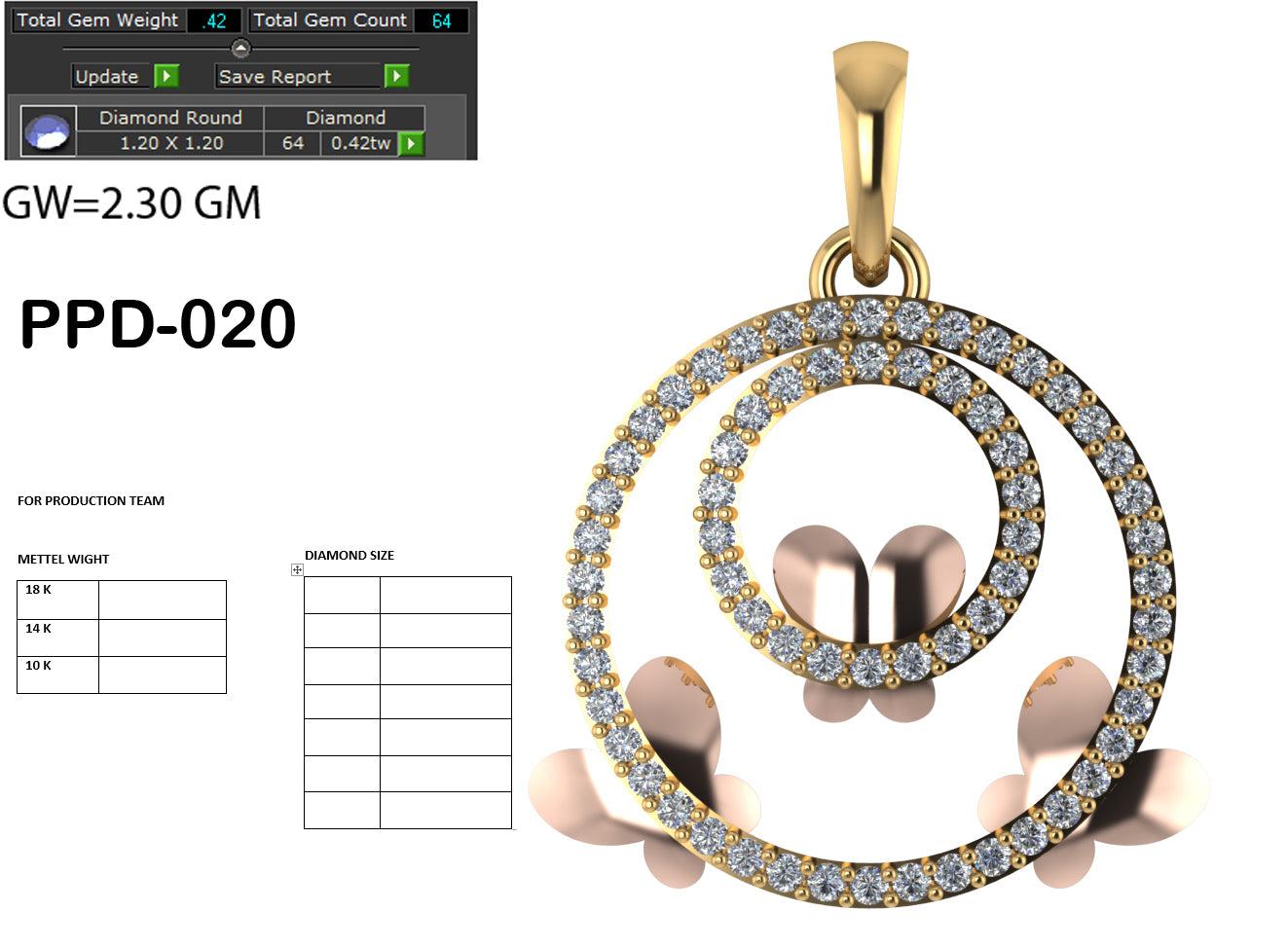 3D Jewelry Files Pendant Model 3DM PPD-020 DIA