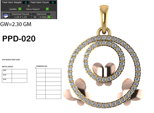 3D Jewelry Files Pendant Model 3DM PPD-020 DIA