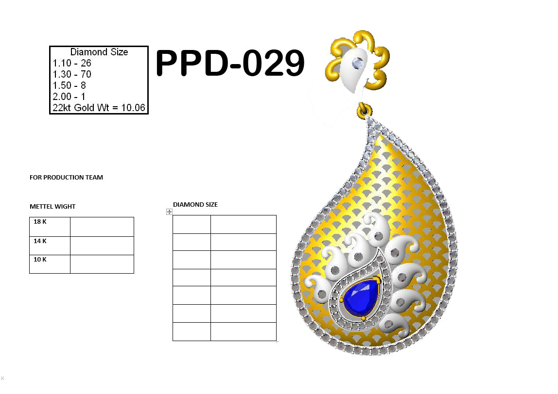 3D Jewelry Files Pendant Model 3DM PPD-029 DIA