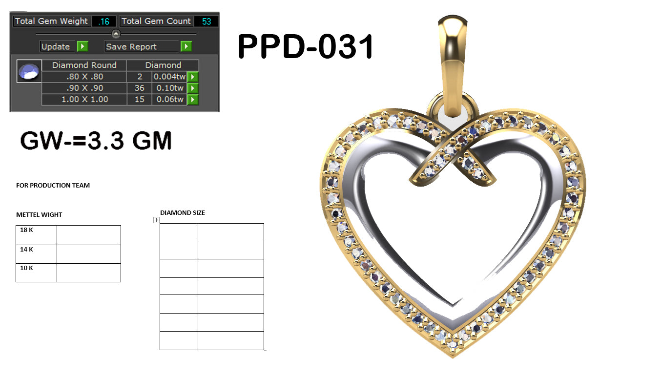 3D Jewelry Files Pendant Model 3DM PPD-031 DIA