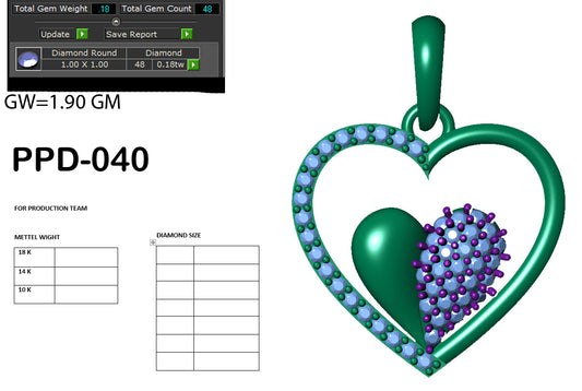 3D Jewelry Files Pendant Model 3DM PPD-040 DIA