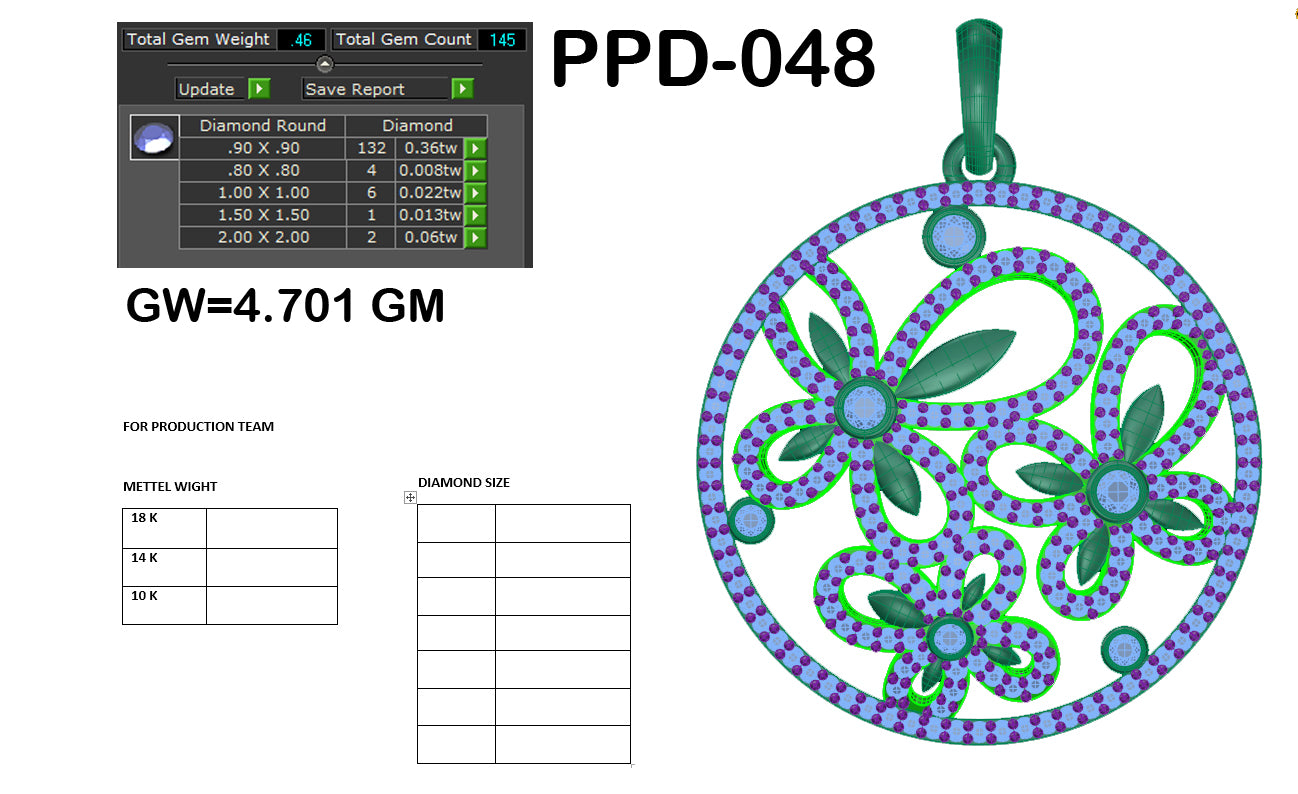 3D Jewelry Files Pendant Model 3DM PPD-048 DIA